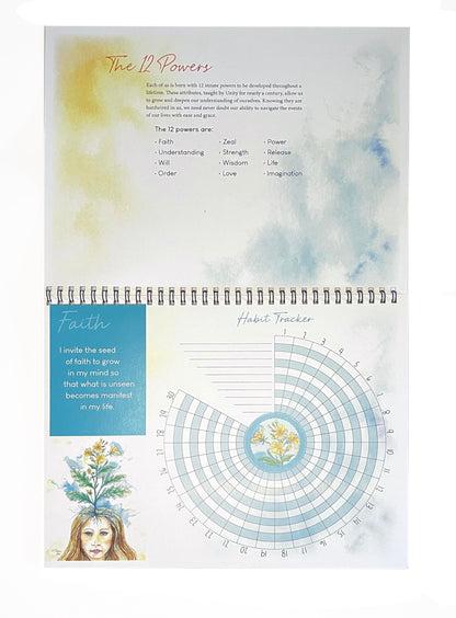 Rise Into Your Power Habit Tracker – 30-Day Undated Spiral Planner with Watercolor Art & Affirmations – Track Up to 10 Habits – Mindful Productivity Journal for Women – Self-Care & Wellness Gift