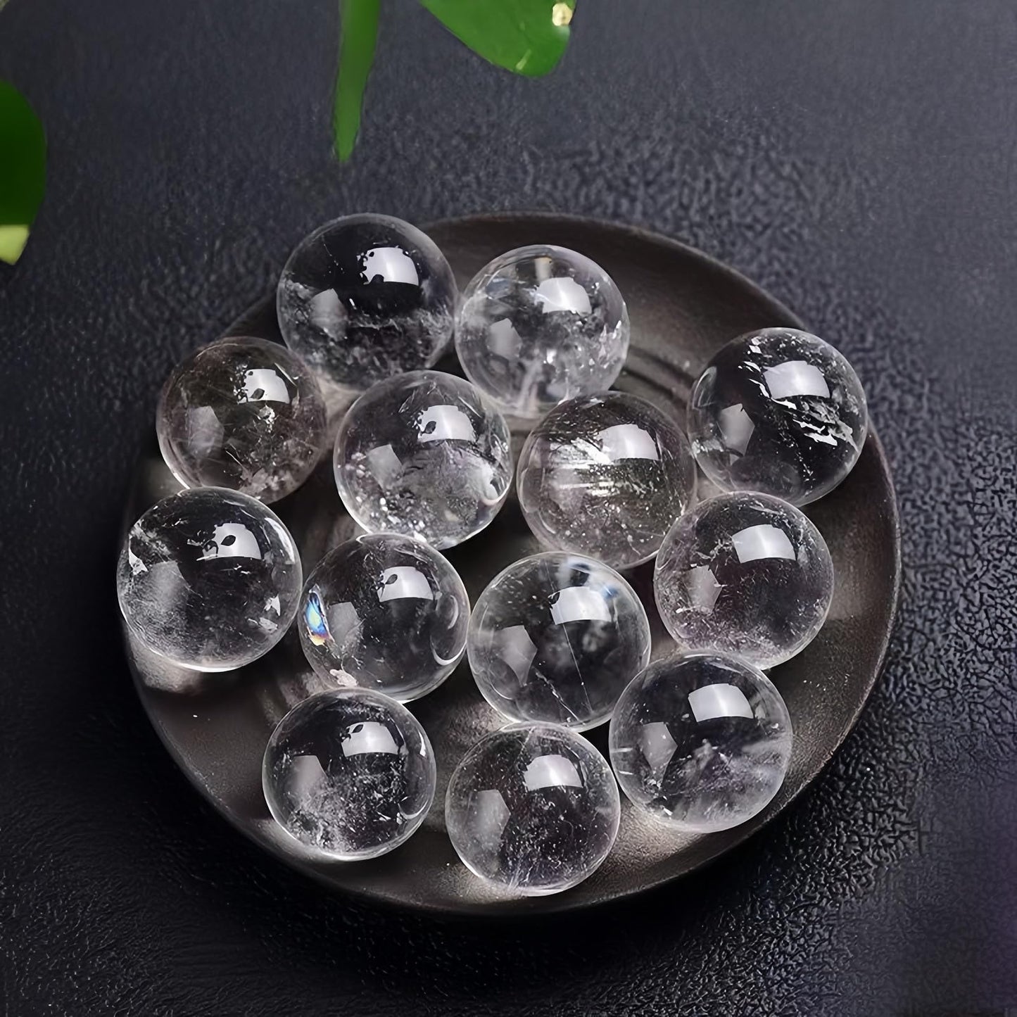 DUKIZA Natural Clear Quartz Crystal Sphere with Stand，5PC Real Crystals Ball, Clear Quartz Small Ball Decor (Clear Quartz Ball)