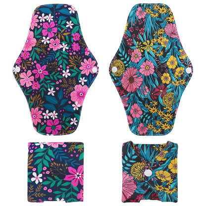 PHOGARY Reusable Sanitary Towels Pads (7 in 1, 25.4 cm 4 Layers), Bamboo Cloth Pads for Heavy Flow with Wet Bag, Large Sanitary Pads Set with Wings, Washable Overnight Cloth Panty Liners