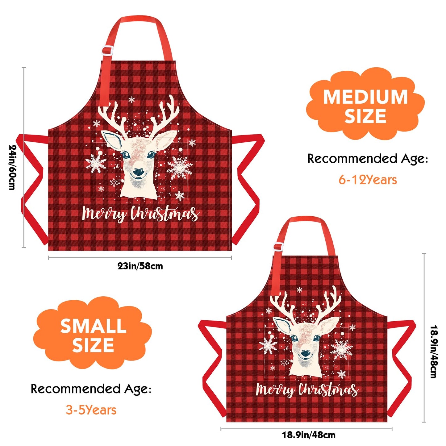 PASHOP 2 Pack Kids Christmas Apron Toddler Christmas Apron With Pockets for Kids Girls Boys Cooking Baking Painting