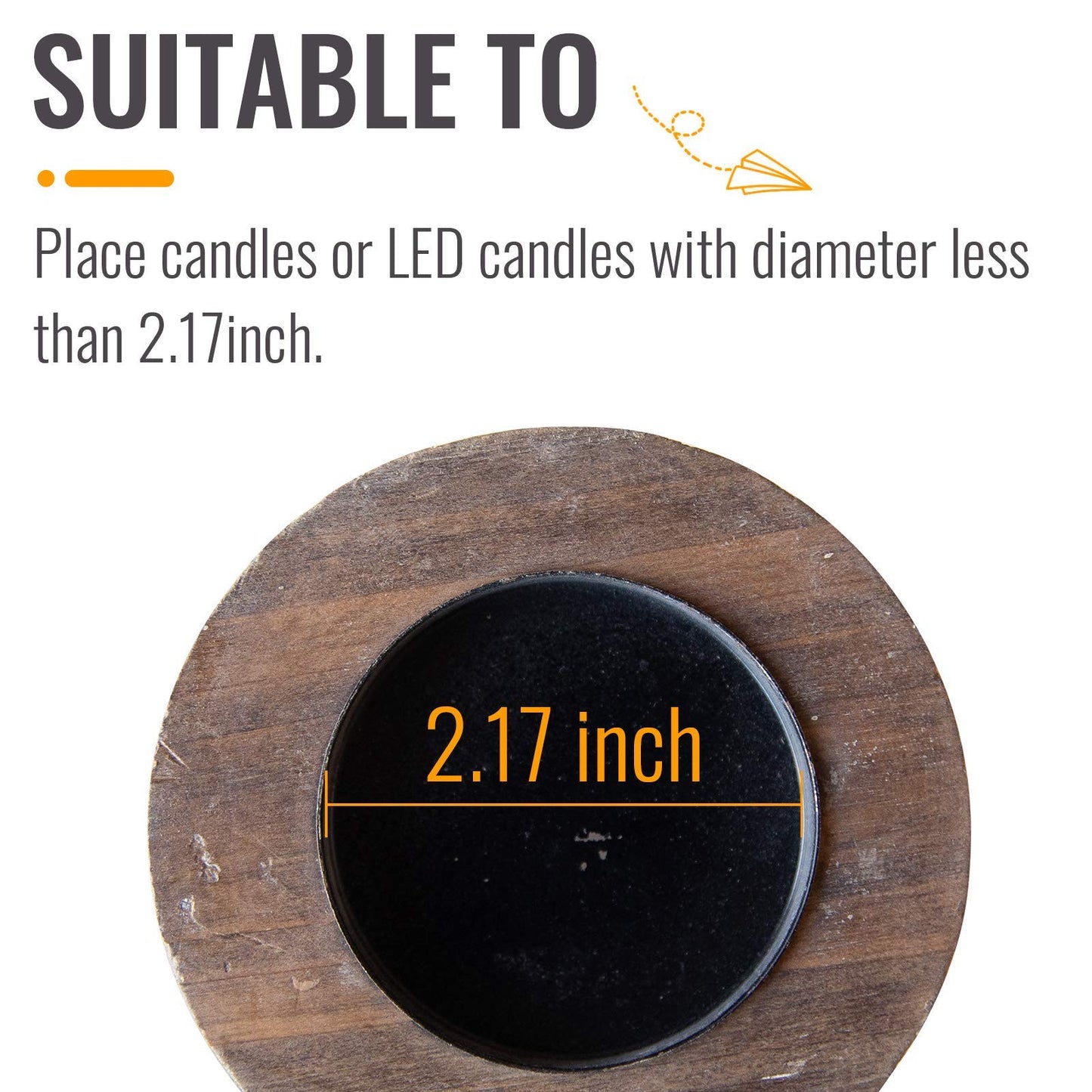 Wooden Black Candle Holder, Decorative Candle Holders for Table, Rustic Pillar Candle Holder, Table Centerpieces for Dining Room, Shabby Chic Candlestick, Home Decor (3.9" x 3.9" x 7.1")