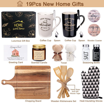 19Pcs House Warming Gifts New Home, New Home Essentials For Couple, Women, Homeowners, Neighbor, First Apartment Gift, Prefect For Newly Wed, Anniversary, Bridal Shower, Housewarming, Mr And Mrs Gifts