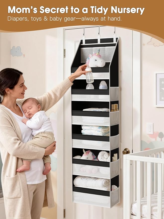 Criusia 2 Pack Over the Door Organizer, Heavy-Duty 6-Shelf Hanging Storage