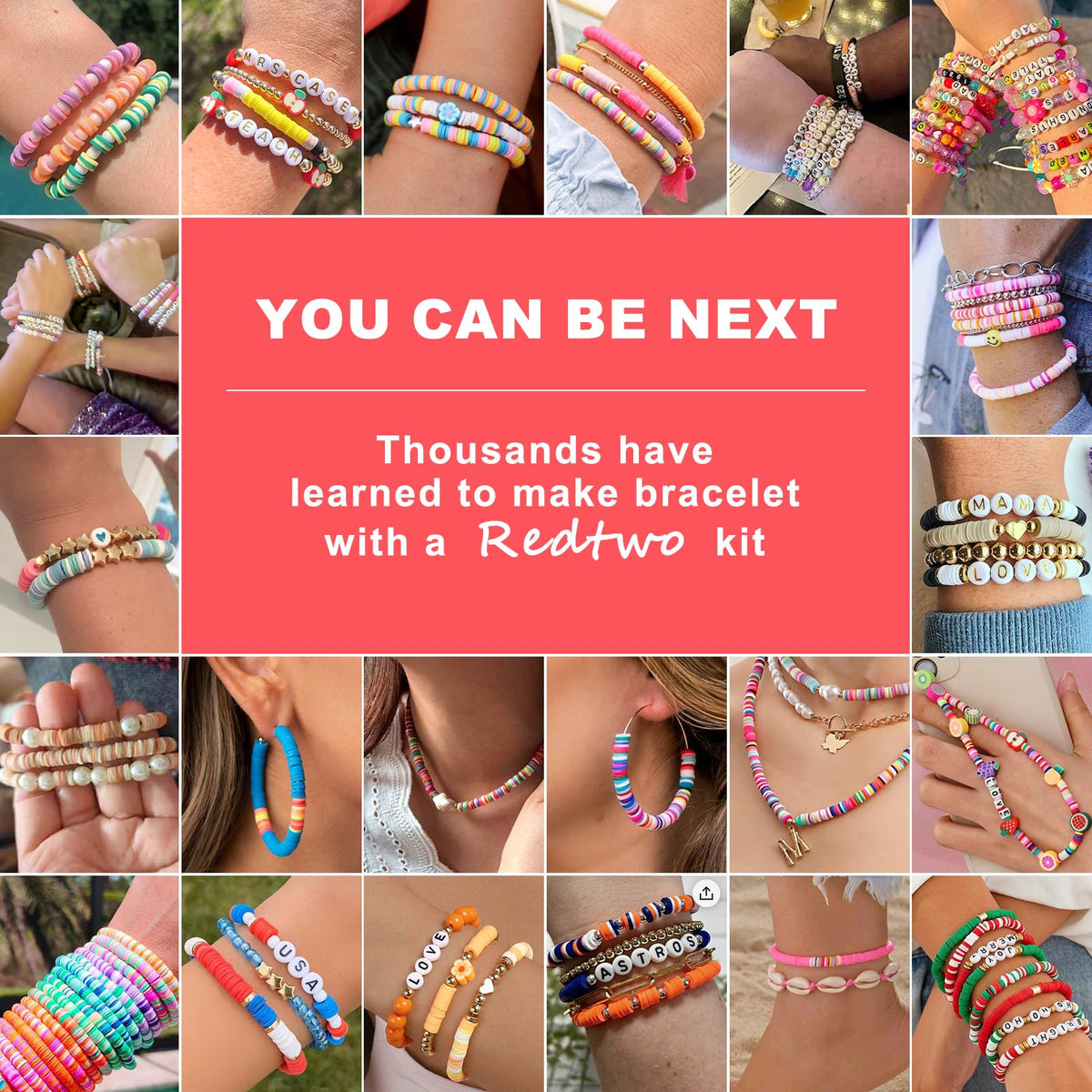 Redtwo 28000 Pcs Clay Beads Bracelet Making Kit, 192 Colors 9 Boxes Flat Polymer Heishi Beads Set for Friendship Jewelry Making with Pendant Charms Crafts Gifts for Girls Ages 6-12 Kids Adults