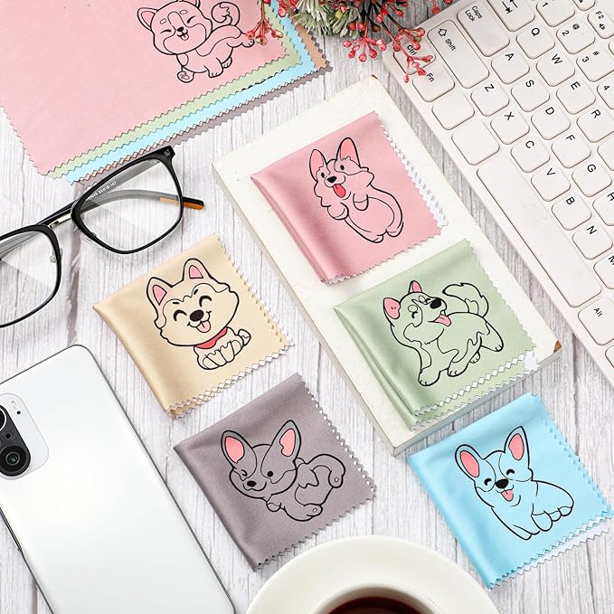 WILLBOND 20 Pcs Microfiber Cleaning Cloth Cute Dog Design Microfiber Cloth Soft