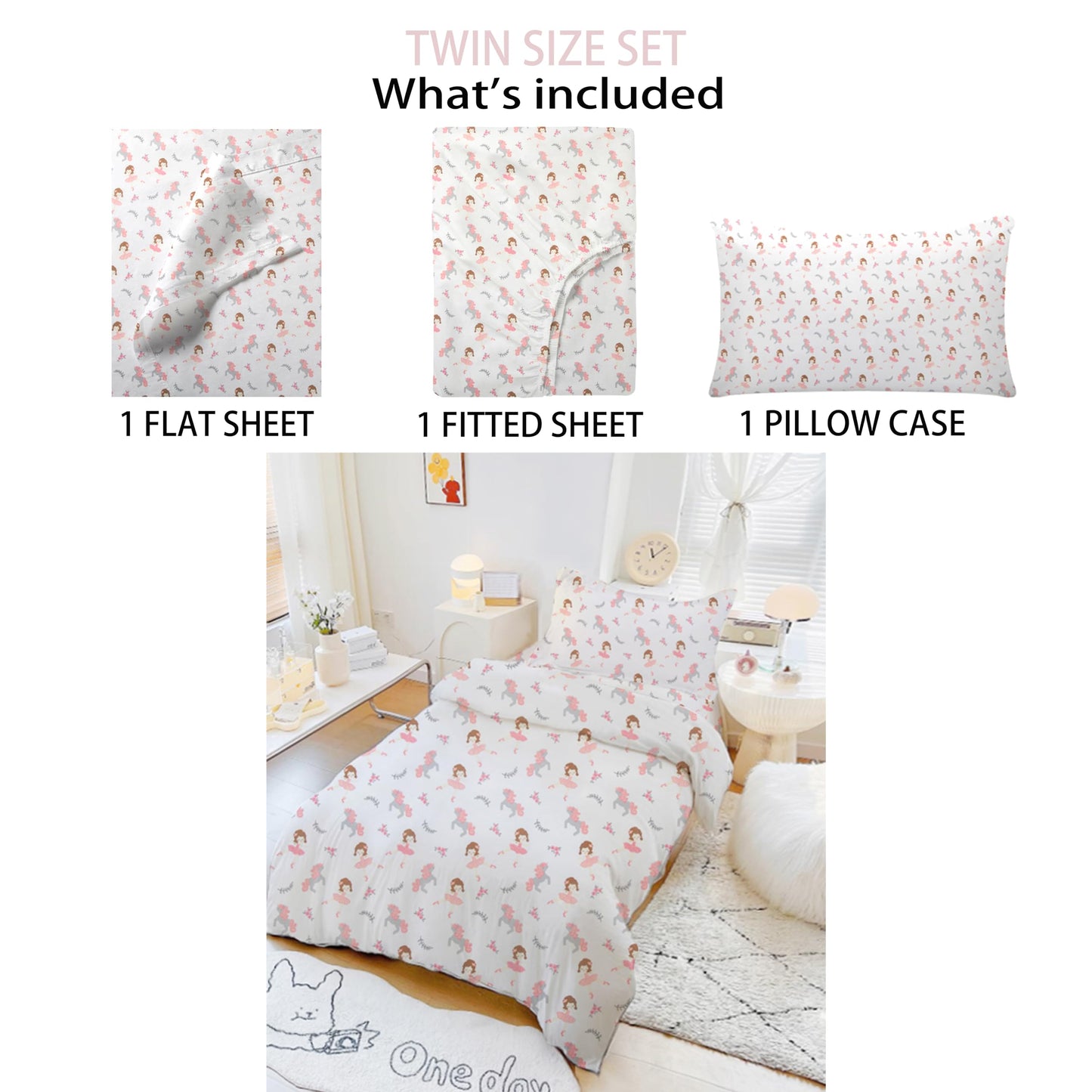 LITTLE CELEBRITY Twin Sheets Set Kids Boys/Girls, Bed Sheets Kids, Cute Bed Sheet, Includes Flat, Fitted and Pillowcase, 3 Piece