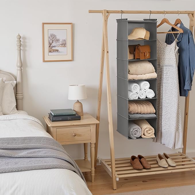 GRANNY SAYS 6 Shelf Hanging Closet Organizers and Storage, Collapsible Closet