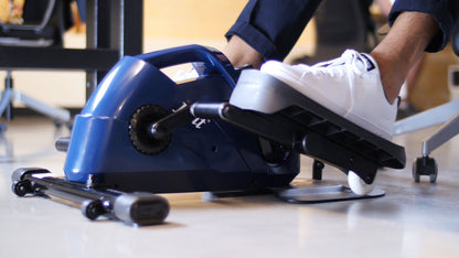 JFIT Under Desk and Stand Up Mini Elliptical/Stepper w/Adjustable Angle, Navy/Black