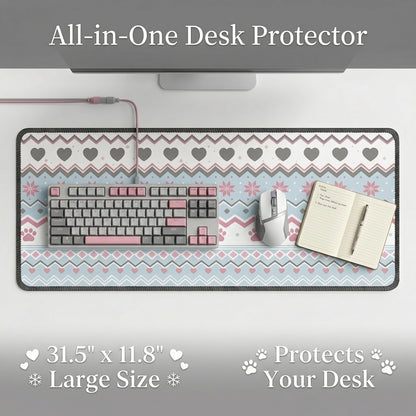 Large Desk Pad, 31.5" x 11.8" Mouse Pad, Desk Mat, Computer Laptop Desk Mat Mouse Keyboard Pad, Modern Abstract Desktop Protector, Desk Accessories, Desk Writing Makeup Mat for Office Home School