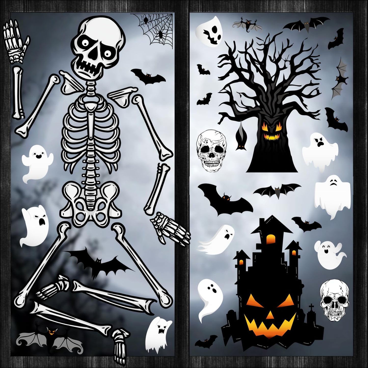 Suponar Halloween Window Clings and Decals for Glass, Home Party Decorations, 6 Sheets
