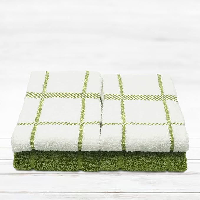 100% Cotton Terry Dish Towels, 4 pack16 x26 Inches, Super Soft and Absorbent