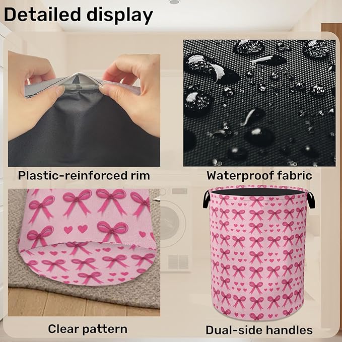 Pink Bow Laundry Hamper