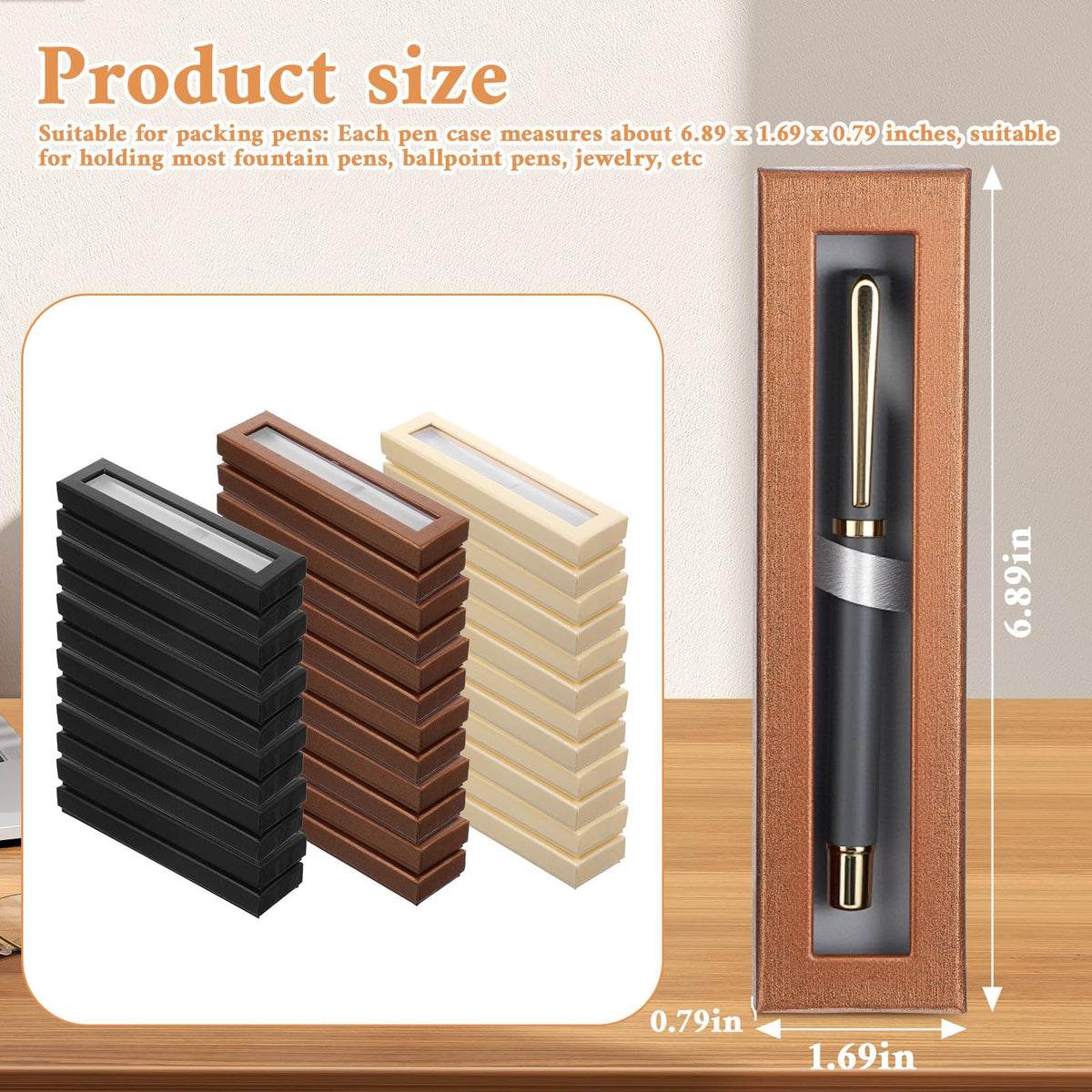 zisiueel 36 Pcs Empty Pen Gift Box Pen Case with Cushion Clear Lid Cardboard Box Display Case for Gift Office Supplies Birthday Souvenir Presentation Jewelry Christmas(Black,Silver,Gold)