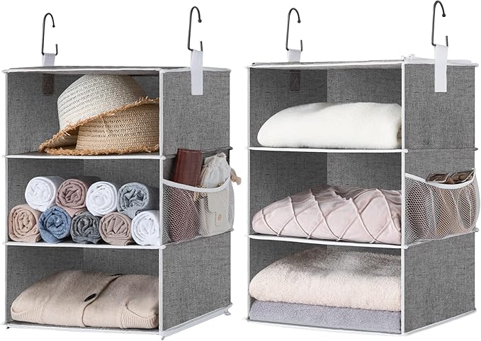 StorageWorks 6-Shelf Jumbo Closet Organizers, Two 3-Shelf Separable Hanging