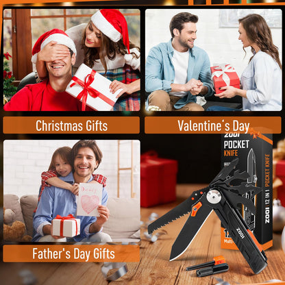 ZOOI Fathers Day Mens Gifts for Husband Dad, Gifts for Men Dad, Pocket Multitool, EDC Gear, Fathers Day Dad Gifts from Daughter Son Wife, Gifts for Him Boyfriend, Pocket Tools for Fishing Camping Gear