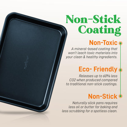 Nutrichef Non-Stick Cookie Tray Set- 2-Piece, Easy Clean, Stackable Cookie Sheets, Dishwasher Safe, Oven Safe, PFOA Free, Non-Toxic Bakeware, Perfect for Baking & Roasting- Blue