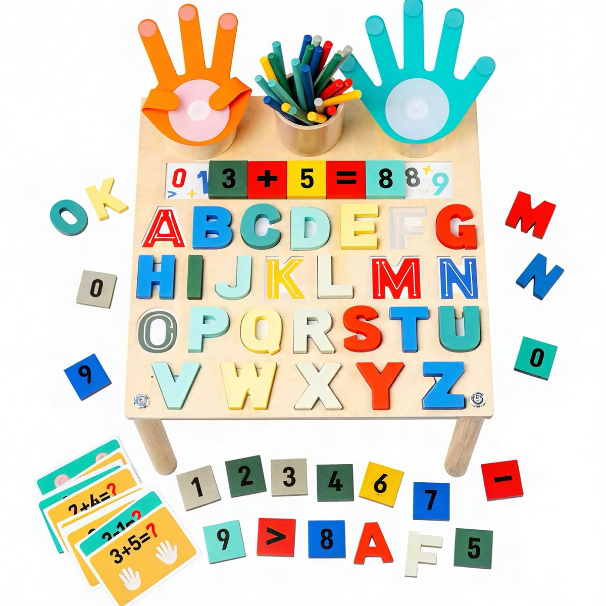 voopark Montessori Wooden Number & Alphabet Puzzle Set, 3-in-1 ABC Letters Shapes Counting Blocks, Preschool Learning Educational Toys for 3-5 Year Old Boys Girls