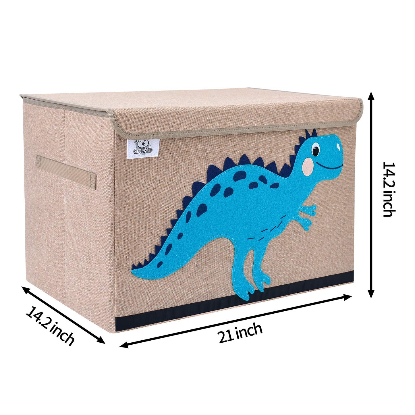 CLCROBD Foldable Kids Large Toy Chest with Flip-Top Lid, Collapsible Fabric Animal Toy Storage Organizer/Bin/Box/Basket/Trunk for Toddler, Children and Baby Nursery (Dinosaur)