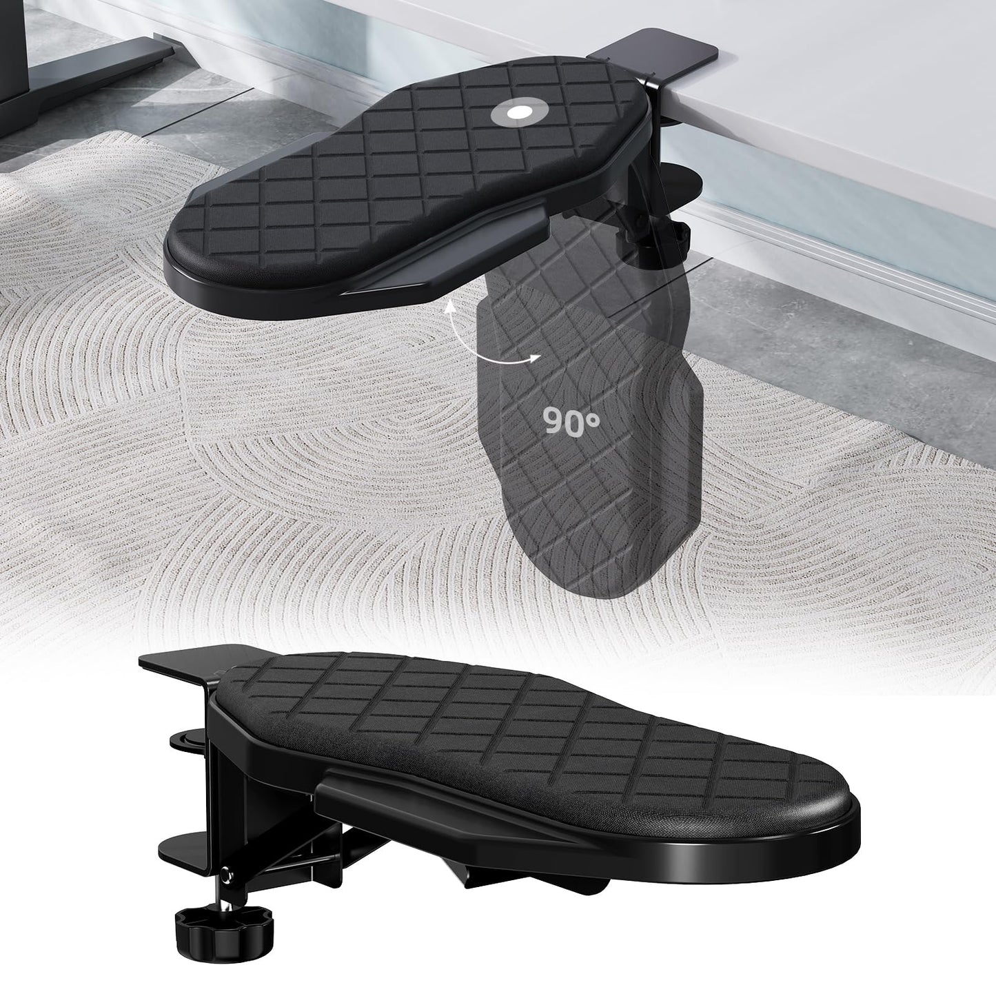 Ergonomics Desk Extender Tray, Table Mount Arm Wrist Rest Shelf, 90° Foldable Elbow Arm Support,Foldable, 180° Swivel, Computer Desk Extender Tray for Home and Office (Folding and Rotating)