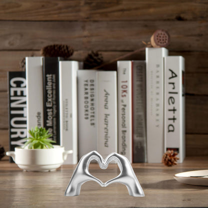 Small Heart Hands Sculpture Decor for Living Room Bedroom Bookshelf Coffe Table and Office Display, Love Finger Statue Modern Aesthetic Home Decor, Unique Gift for Wedding Christmas Birthday (Gold)