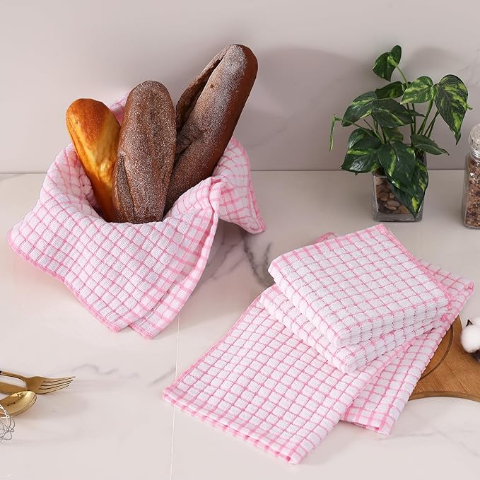 Homaxy Kitchen Towels and Dishcloths Set, 16 x 25 and 12 x 12 Inches, Super