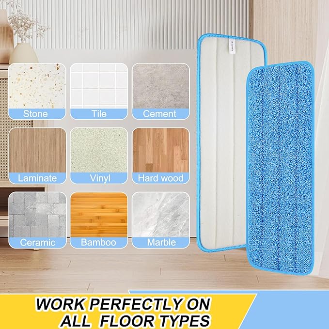 16.5 inch Reusable Mop Pads Microfiber Spray Mop Replacement Heads