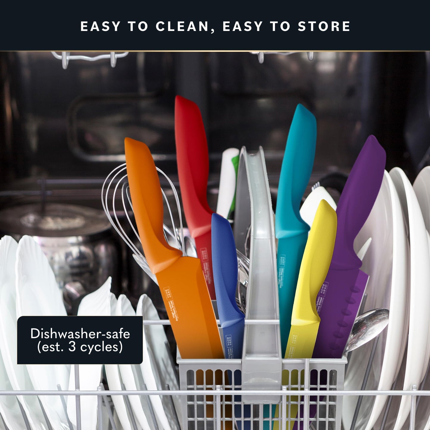 Home Hero Kitchen Knife Set with Sharpener - High Carbon Stainless Steel Knife Block Set with Ergonomic Handles (20 Pcs - Acrylic Black)