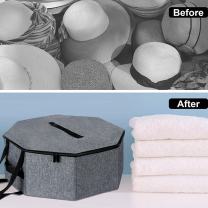SHWWQUE Hat Storage Box,Hat Boxes for Women Storage,Cowboy Hats Holder for Travel,Wide Brims Hat Carrier Case,Stuffed Animal Toy Organizer,Hat Box Closet Organizers and Storage,Hat Boxes for Men