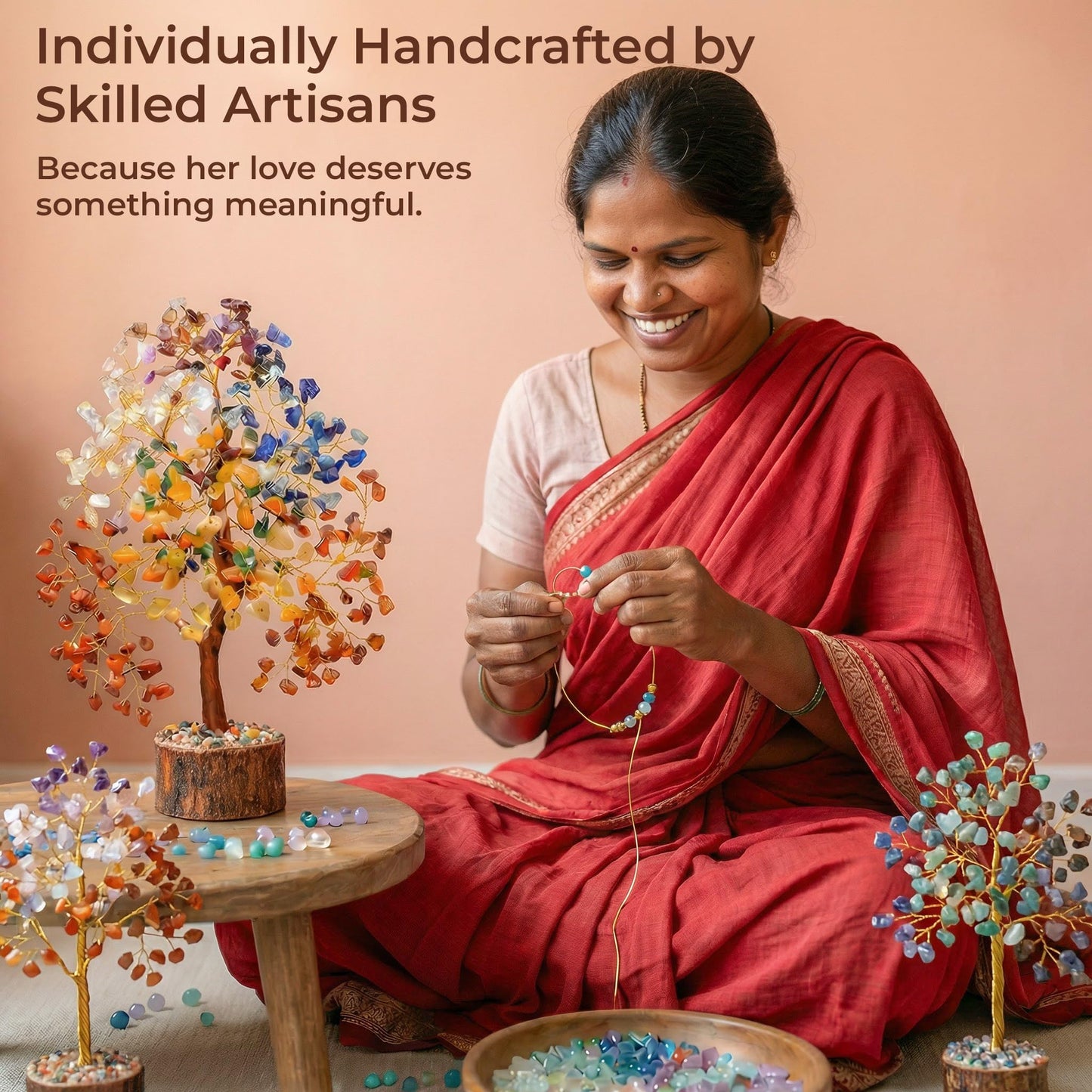 Chakra Tree of Life Birthday Gifts for Women, Mom, Sister, Friends, Handmade Healing Crystal Tree Bring Money, Positivity & Good Luck, Boho Home, Room and Office Desk Decor, Unique Fathers Gift