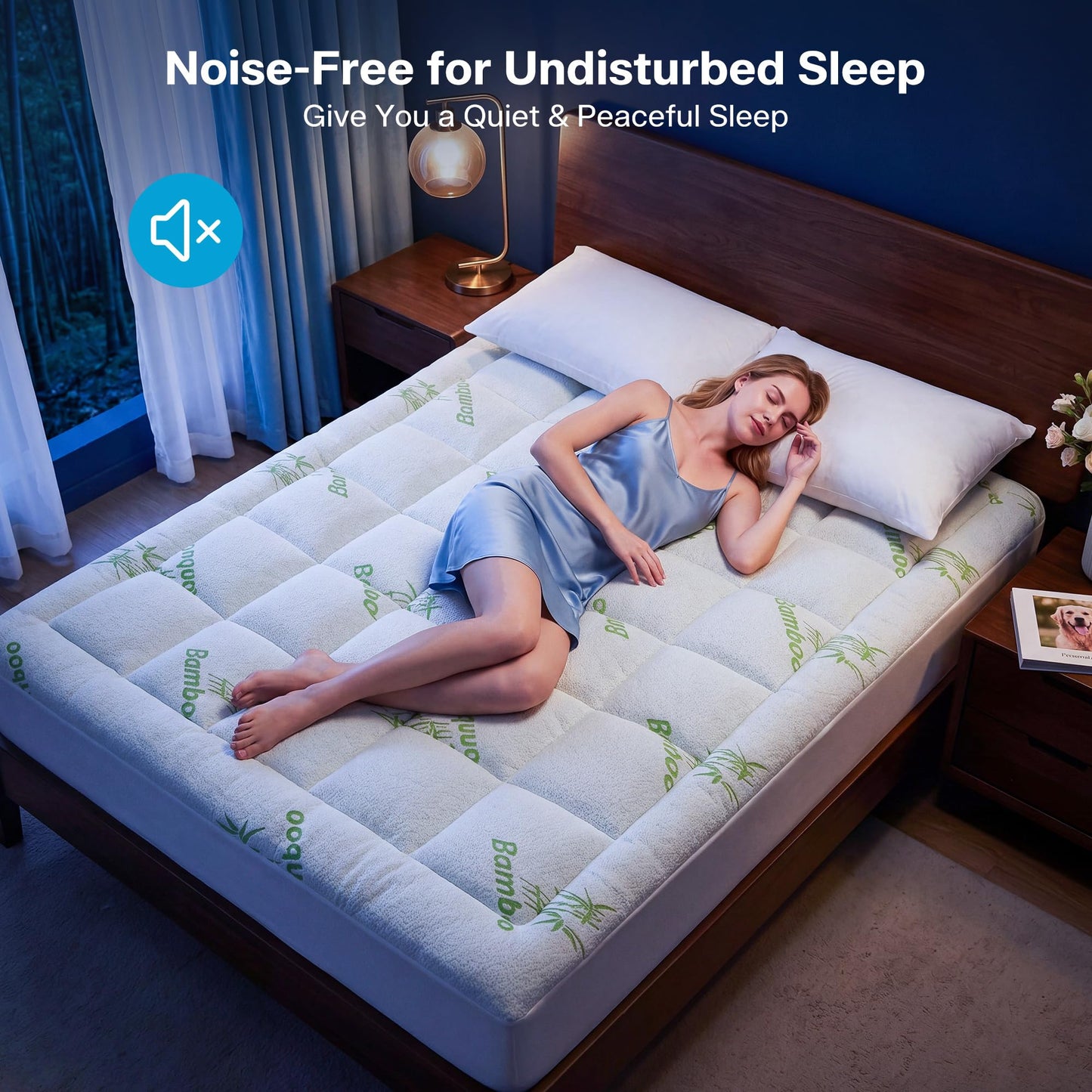 Waterproof Full Size Mattress Topper Viscose Derived from Bamboo,Extra Thick Mattress Pad for Back Pain, Cooling Mattress Topper with Deep Pocket 8"-21",Green,Full