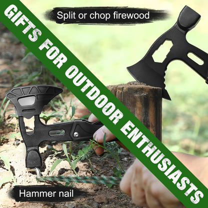 Stocking Stuffers for Adults Men - Gifts for Dad from Daughter Wife, 22 in 1 Hardened Stainless Steel Camping Multitool Hammer Hatchet, Upgrad Portable Camp Axe Screwdriver Set with Nylon Sheath