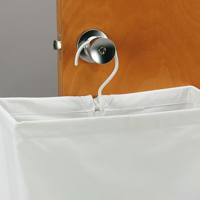 Household Essentials 148 Hanging Cotton Canvas Laundry Hamper Bag | White