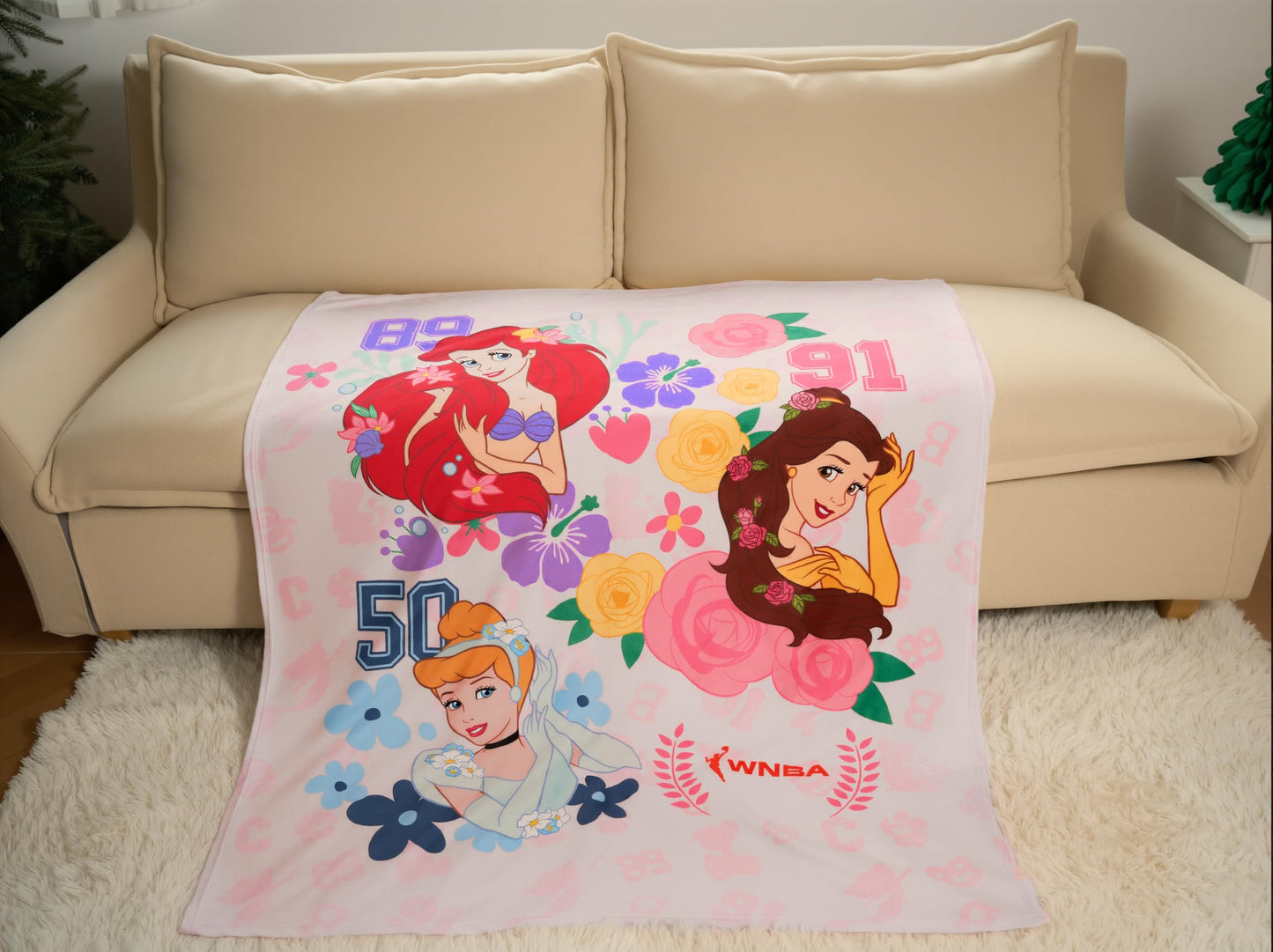 Northwest Disney Princesses Plush Throw Blanket, 46" x 60" Silk Touch Soft Fleece Blanket for Kids & Adults, Officially Licensed