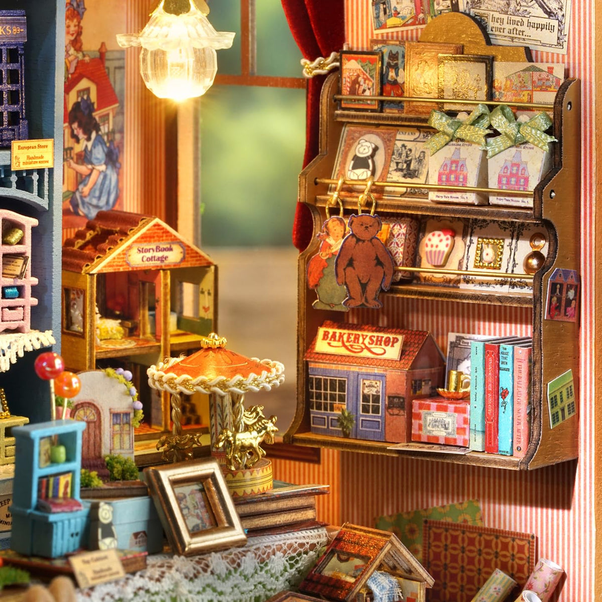 ESTUSR DIY Miniature Dollhouse Kit, 1:24 Scale Wooden 3D Puzzle Model Building Set,Creative Craft Hobby for Adults, Unique Home Decor Gift- Once Upon a Time