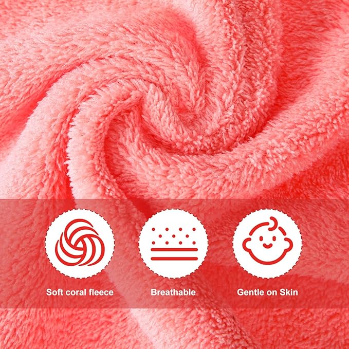 Syhood 12 Pieces Face Wash Cloth 12 x 12 in Makeup Remover Cloths Towel Coral