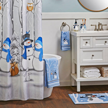 SKL Home Christmas Winter Friends Snowman Hand Towel 2pc Set for Bath/Kitchen & Gift, Blue