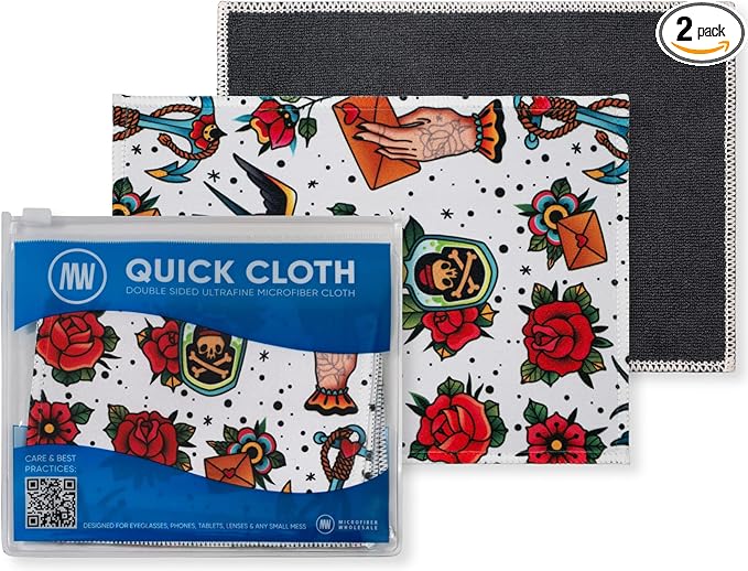 Quick Cloth Microfiber Glasses Cleaning Cloths – 5x7, 2 Pack
