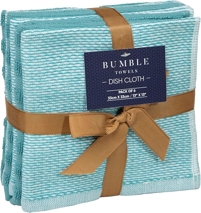 Bumble Premium Dish Cloths 13"x13" | 100% Natural Ring Spun Cotton | 400 GSM |