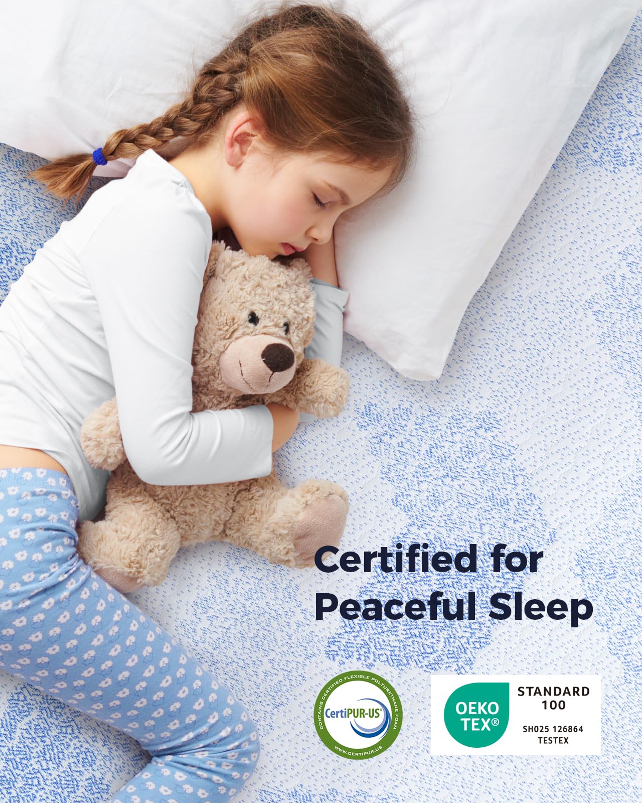PERLECARE 3 Inch Twin XL Medium-Firm Memory Foam Mattress Topper, CertiPUR-US®, Cooling Bamboo Cover, Removable&Washable, Oeko-Tex Certified