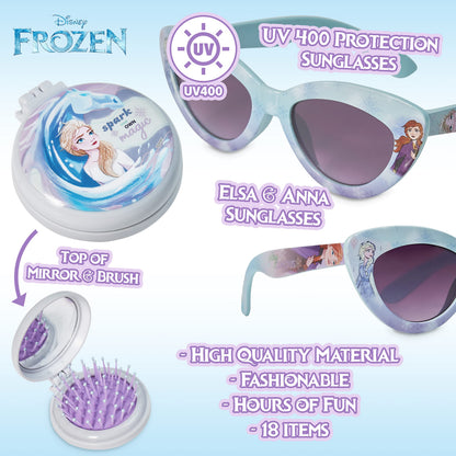 Disney Stitch Handbag for Kids Cute Shoulder Bag with UV400 Sunglasses Hair Clip Hairbands Hair Accessories for Girls Pretend Play Dress Up Stitch Gifts (Blue/Purple Frozen)
