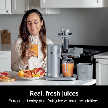 Ninja NeverClog Cold Press Juicer, Powerful Slow Juicer with Total Pulp Control, Countertop, Electric, 2 Pulp Functions, Dishwasher Safe, 2nd Generation, Charcoal, JC151