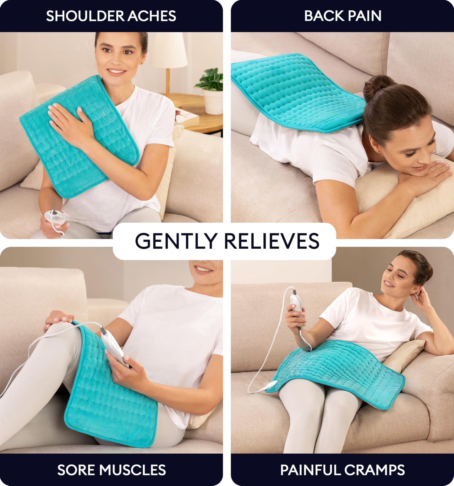 GENIANI Electric Throw - XL Electric Heating Pad for Back Pain & Cramps Relief, Birthday for Women Men Auto Shut Off, Machine Washable, Heat Pad for Neck & Shoulder, 12×24", Tabby Gray