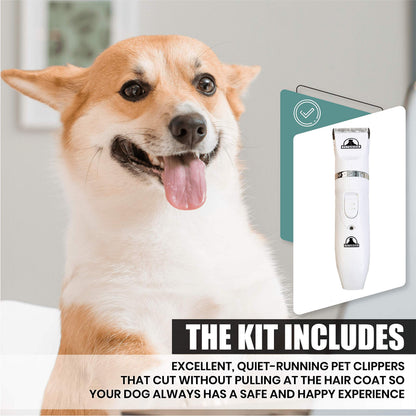 Pet Union Professional Dog Grooming Kit - Rechargeable, Cordless Pet Grooming Clippers & Complete Set of Dog Grooming Tools. Low Noise & Suitable for Dogs, Cats and Other Pets (White)