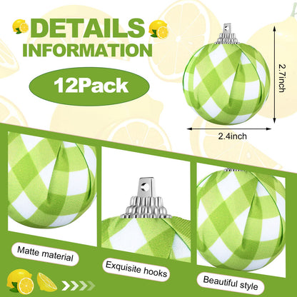 Yuxung 12 Pcs Summer Lemon Tree Ornament Yellow Green Summer Decortion Lemon Ball Hanging Ornament for Small Tree