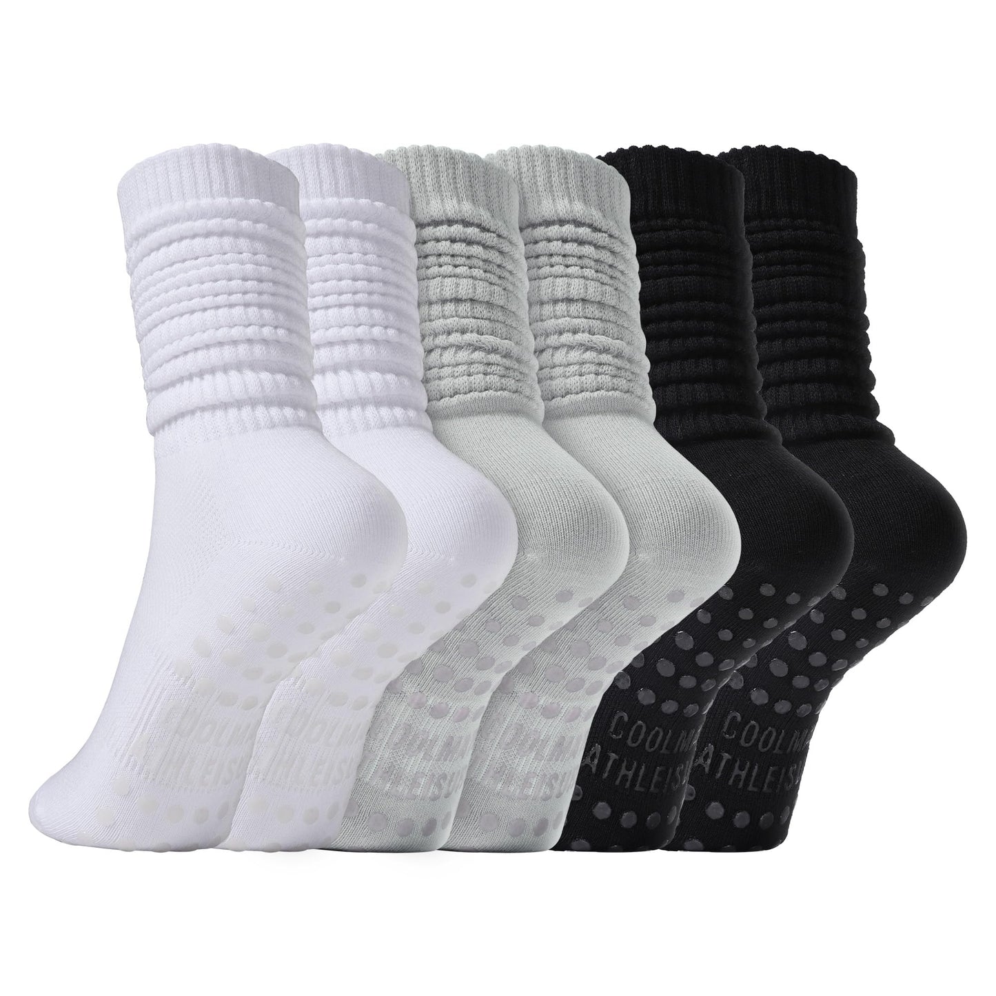 CoolMate Pilates Socks with Grips for Women, Yoga Socks, Crew Non Slip Women for Workout, Barre, Pilates Gifts