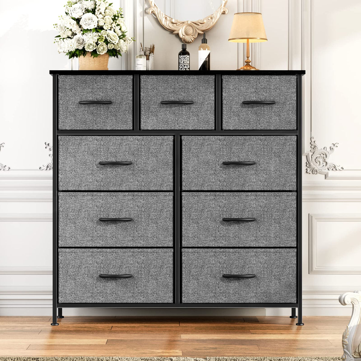 Atilioo Dresser for Bedroom with 9 Drawers, Anti-Tip Fabric Storage Tower