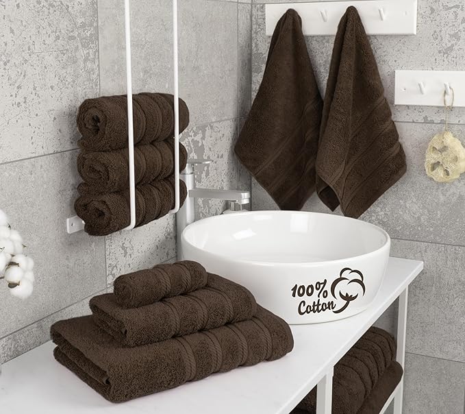 American Soft Linen Luxury 6 Piece Towel Set, 2 Bath Towels 2 Hand Towel 2
