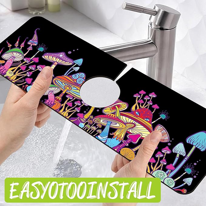 Sink Faucet Absorbing Mat Magic Mushrooms Sink Splash Guard Drying Mat