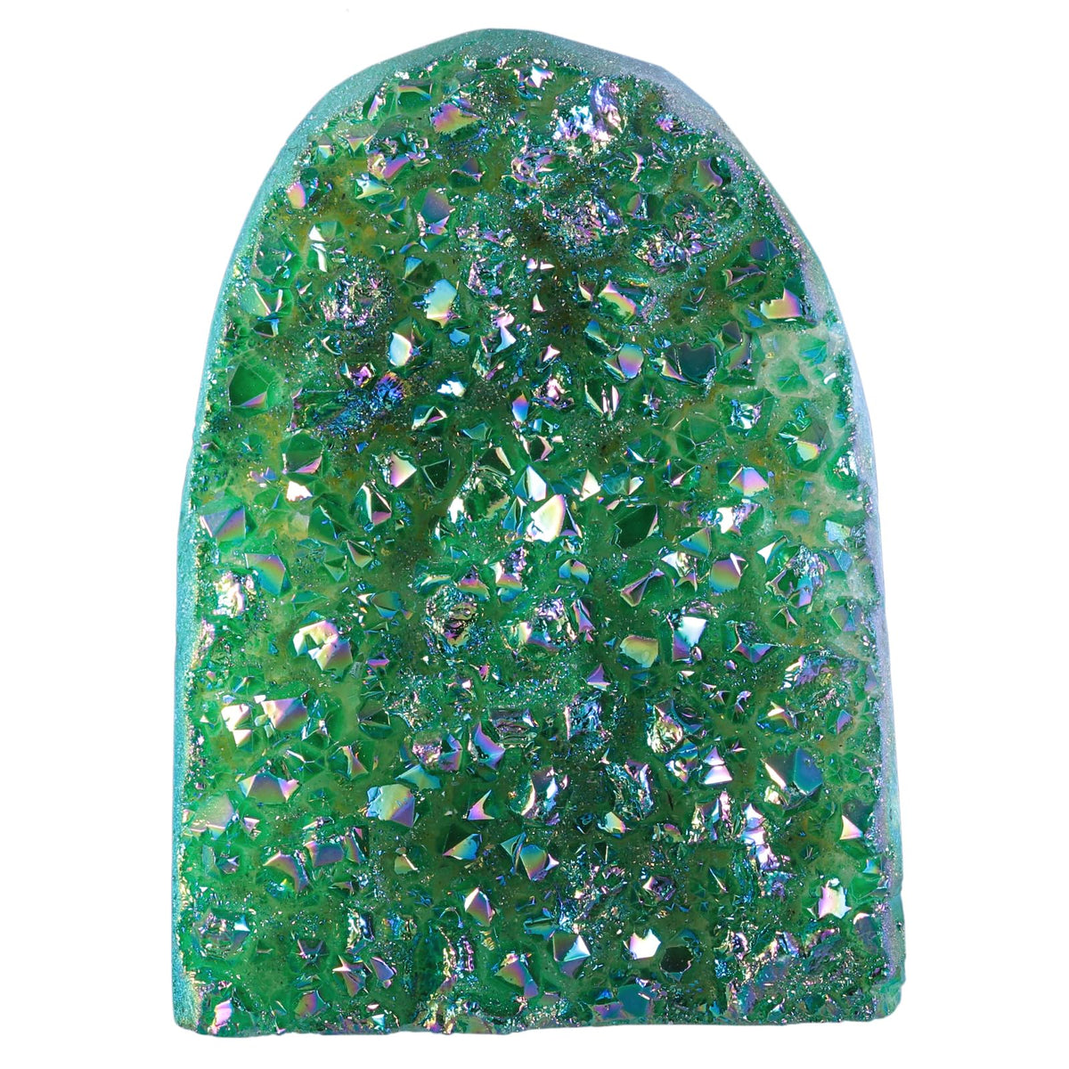 dssmboom Titanium Coated AB Rainbow Rock Quartz Crystal Cluster for Home Decor, Irregular Stone Geode Specimen Mineral for Meditation Spiritual Healing, Green