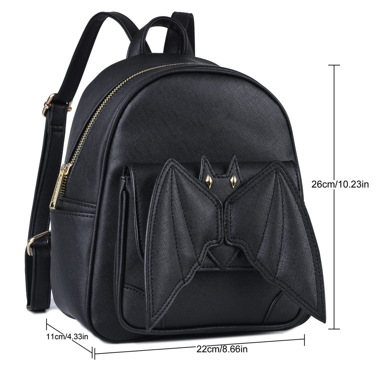 Mini Bat Purse Gothic: Leather Backpack Goth Backpack With Wings Mini Bookbags for Women Satchel Shoulder Daypack Black Fashion, Travel Halloween Goth Bag